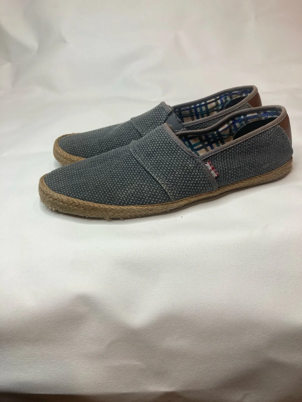 Ben Sherman Navy Canvas Slip-On Loafers with Jute Trim